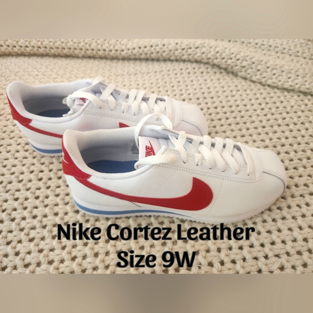 Nike Cortez Leather, Size 9 Women's, White & Red